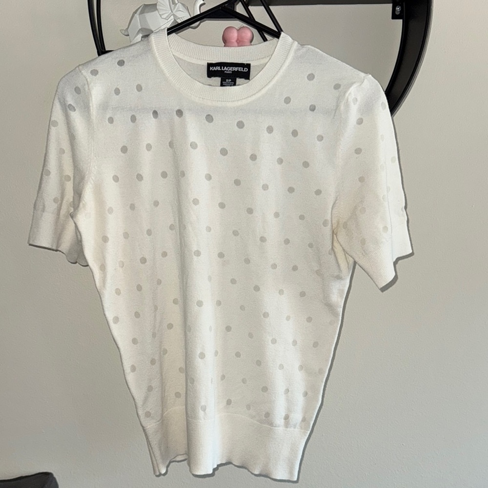 Karl Lagerfeld White Polka Dot Sweater